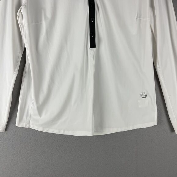 Foray Core Polo Golf Top Womens Large White Long Sleeve The Clint Logo - Picture 3 of 15